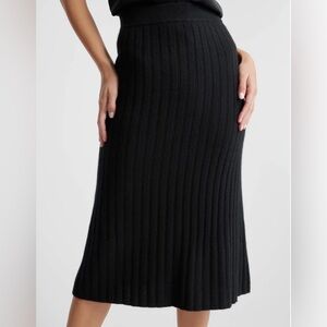 Quince Mongolian Cashmere Midi Skirt Black Medium M